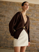 Paula – Plain cardigan with gold buttons 4