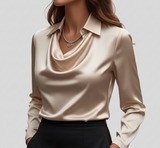 Sarah – Elegant satin blouse with soft collar for Women 0