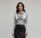Sarah – Elegant satin blouse with soft collar for Women 3