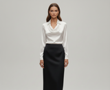 Sarah – Elegant satin blouse with soft collar for Women 7
