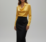 Sarah – Elegant satin blouse with soft collar for Women 9