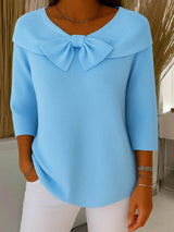Serenna – Women's Sweater with Bow and Round Neckline 0