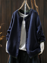 Textured Button-Up Oversized Cardigan for Women | L&S 5