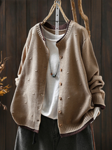 Textured Button-Up Oversized Cardigan for Women | L&S 7