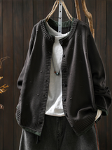 Textured Button-Up Oversized Cardigan for Women | L&S 8