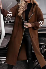 Women's Hooded Coat | Knit Sleeve Detail 5