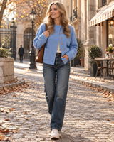 Women's Chunky Knit Cardigan | Button-Up & High Collar