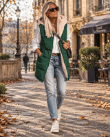 Women's Long Reversible Gilet | Sherpa-Soft Hood & Zip Closure 5