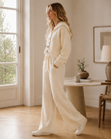 Women's Knit Cardigan & Wide Leg Trouser Set | Button Front & Structured Collar 3