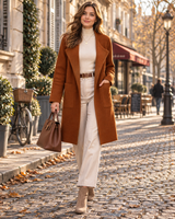 Women's Long Cardigan | Lapel Collar & Patch Pockets
