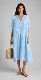Women's Beach Dress | Relaxed Fit, V-Neckline & Gathered Waist