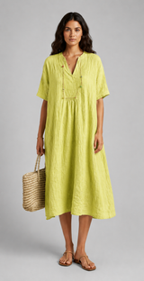 Women's Beach Dress | Relaxed Fit, V-Neckline & Gathered Waist