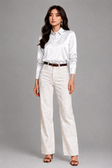 Women's Blouse | Satin Finish, Long Sleeves & Concealed Button Placket