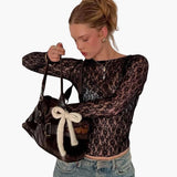 Women's Blouse with Sheer Lace Design and Long Sleeves 1