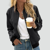Women's lightweight bomber jacket with zipper and sleeve pocket 1