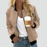 Women's lightweight bomber jacket with zipper and sleeve pocket 0