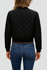 Quilted women's bomber jacket with zipper and cuffs 4