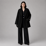 Women's Coat | Contrast Trim & Elegant Collar
