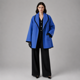 Women's Coat | Contrast Trim & Elegant Collar