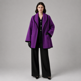 Women's Coat | Contrast Trim & Elegant Collar