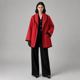 Women's Coat | Contrast Trim & Elegant Collar