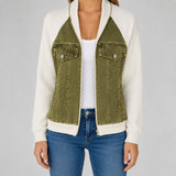 Women's Jacket | Denim Bomber & Raglan Sleeves