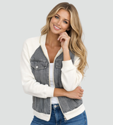 Trendy women's denim jacket with raglan sleeves 6