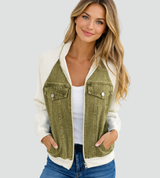 Trendy women's denim jacket with raglan sleeves 0