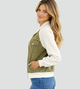 Trendy women's denim jacket with raglan sleeves 1