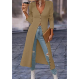 Women’s Longline V Neck Button Jacket – Lightweight Comfortable Stylish Casual Elegant Everyday Outerwear 4