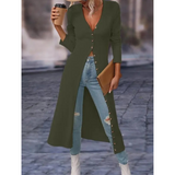Women’s Longline V Neck Button Jacket – Lightweight Comfortable Stylish Casual Elegant Everyday Outerwear 3