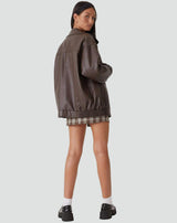 Oversize women's eco-leather jacket with zipper 2