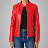 Women's Jacket | Zip Biker Style & Fitted