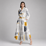 Women's Long Sleeve Maxi Dress | Collared Shirt Dress