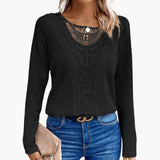 Women's Long Sleeve Top with Lace Crochet Detailing 0