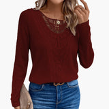 Women's Long Sleeve Top with Lace Crochet Detailing 4