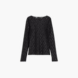 Women's Blouse with Sheer Lace Design and Long Sleeves 0