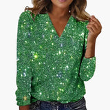 Women’s Glitter Top with V-Neckline and Diamond-Inspired Accents 2