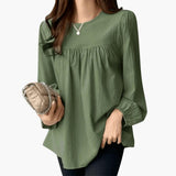 Women's Long Sleeve Blouse with Gathered Waistline and Flowy Fit 5