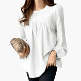 Women's Long Sleeve Blouse with Gathered Waistline and Flowy Fit 4
