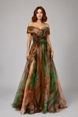 Women Maxi Dress | Off-Shoulder & Feather Waist