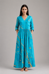 Women's Maxi Dress | Vintage Floral, V-Neck & Side Pockets