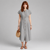 Women's Midi Dress | Striped Button-Through