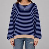 Women's Sweatshirt | Oversized Striped Crew Neck