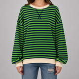 Women's Sweatshirt | Oversized Striped Crew Neck
