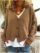 Women's V-neck Cardigan with Button Detail | L&S 2