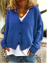 Women's V-neck Cardigan with Button Detail | L&S 3