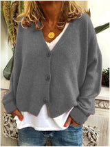 Women's V-neck Cardigan with Button Detail | L&S 4
