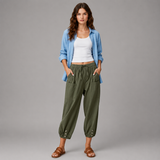 Women's Wide Leg Pants | Drawstring Waist Design