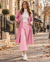 Women's Long Cardigan | Lapel Collar & Patch Pockets
